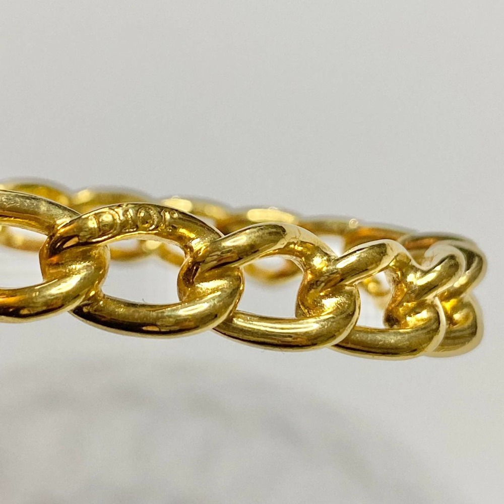 VTG Christian Dior Gold Tone Metal Chain Link Bangle Bracelet Signed - Picture 11 of 12